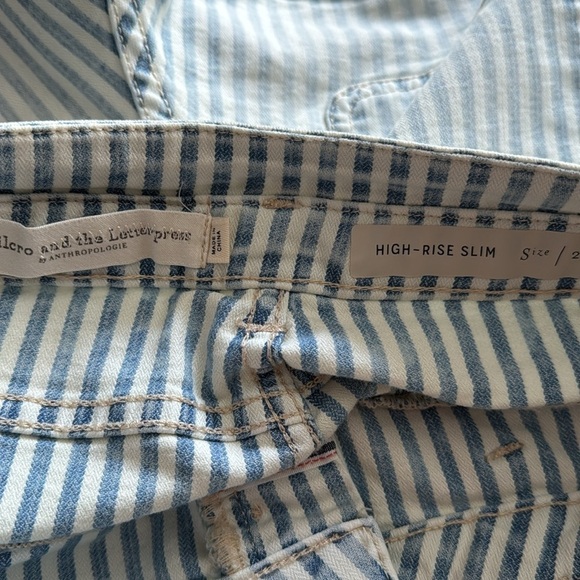 Pilcro Anthropologie shorts denim jean pockets striped high rise slim 26 - Picture 5 of 7